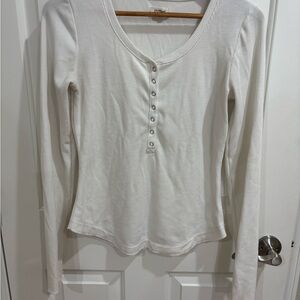 Women's White Long Sleeve Thermal Top
